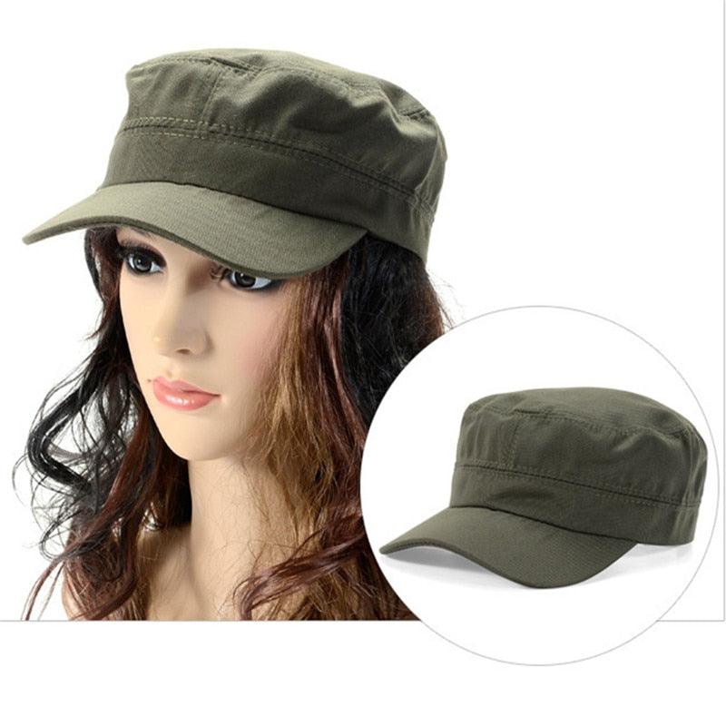 Adjustable Classic Plain Cap Vintage Army Military Cadet Style Hat Breathable Sun Protective Casual Cap - ItemBear.com