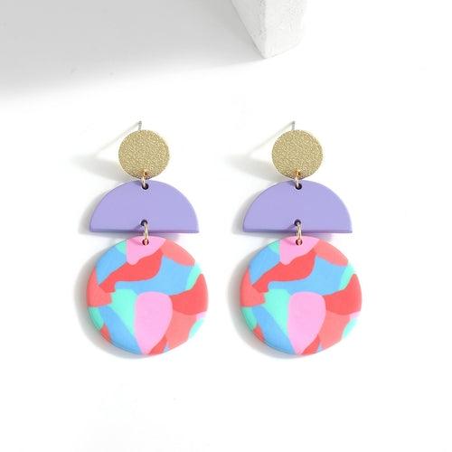 AENSOA Unique Colorful Abstract Pattern Polymer Clay Earrings for - ItemBear.com