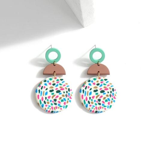 AENSOA Unique Colorful Abstract Pattern Polymer Clay Earrings for - ItemBear.com