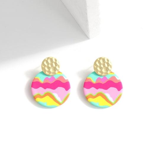 AENSOA Unique Colorful Abstract Pattern Polymer Clay Earrings for - ItemBear.com