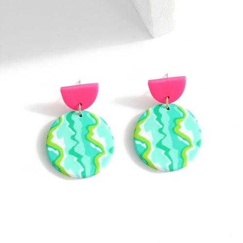 AENSOA Unique Colorful Abstract Pattern Polymer Clay Earrings for - ItemBear.com