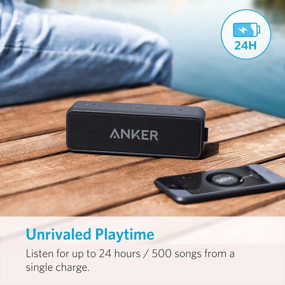 Anker Soundcore 2 Portable Bluetooth Wireless Speaker Better Bass 24 - Hour Playtime 66ft Bluetooth Range IPX7 Water Resistance - ItemBear.com