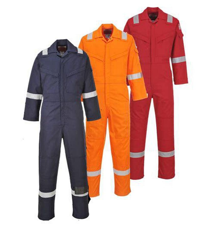 Anti - static and flame retardant one - piece work clothes pure cotton acid and alkali - resistant one - piece work clothes winter long - sleeved labor protection clothing - ItemBear.com