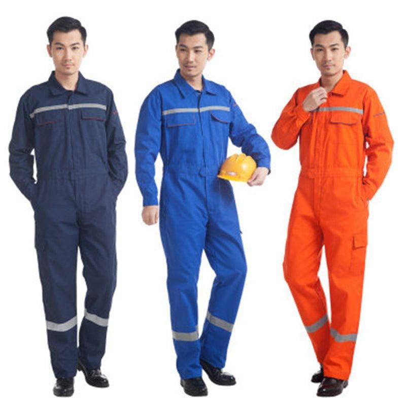 Anti - static and flame retardant one - piece work clothes pure cotton acid and alkali - resistant one - piece work clothes winter long - sleeved labor protection clothing - ItemBear.com