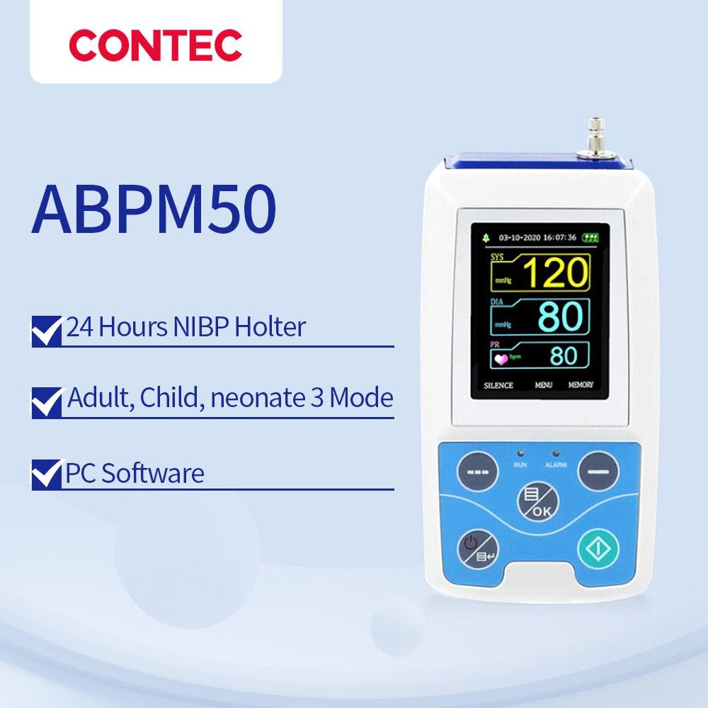 Arm Ambulatory Blood Pressure Monitor 24hours NIBP Holter CONTEC ABPM50+ Adult,Child ,Large ,3 Cuffs, Free PC Software - ItemBear.com