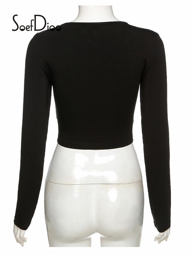 Asymmetric Collar Crop Top - ItemBear.com