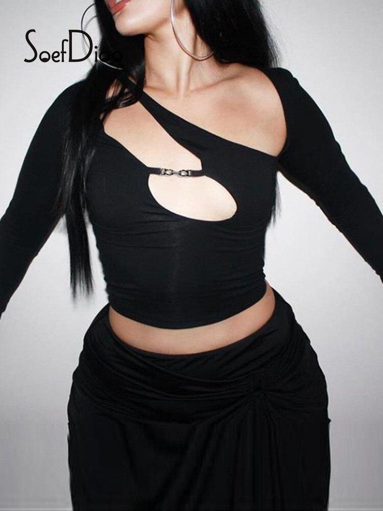 Asymmetric Collar Crop Top - ItemBear.com