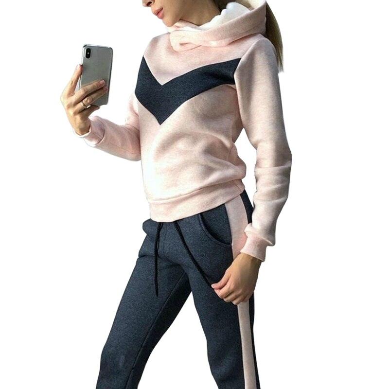 Autumn Winter 2 Piece Set Tracksuit Women Sportwear Fleece Hoodies Pullover Sweatshirts Baggy Trousers Jogger Pants Warm Outfits - Premium  from ItemBear.com - Just $36.96! Shop now at ItemBear.com