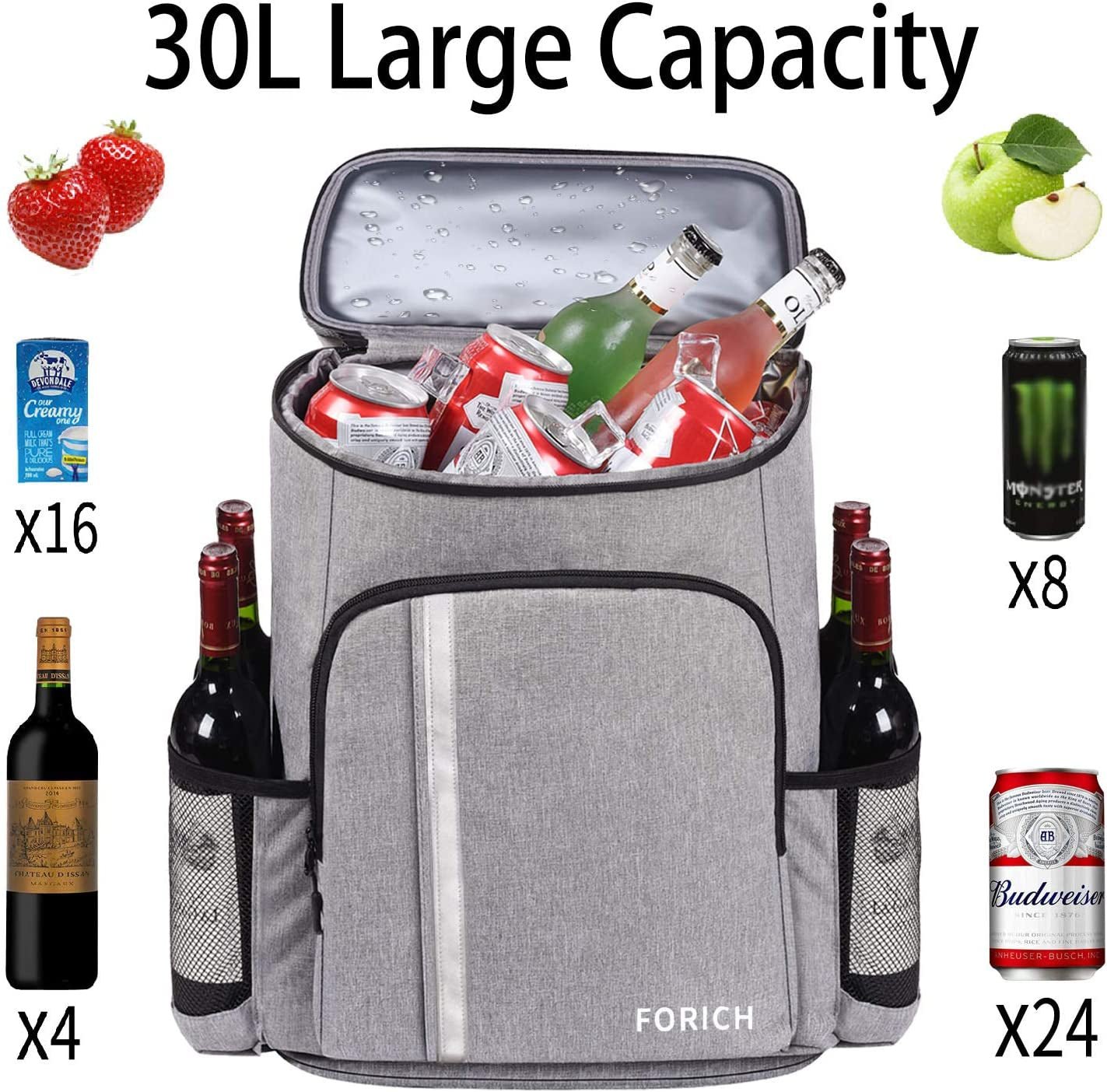 Backpack Cooler Leakproof Insulated Waterproof Backpack Cooler Bag, Lightweight Soft Beach Cooler Backpack for Men Women to Work Lunch Picnics Camping Hiking, 30 Cans - ItemBear.com