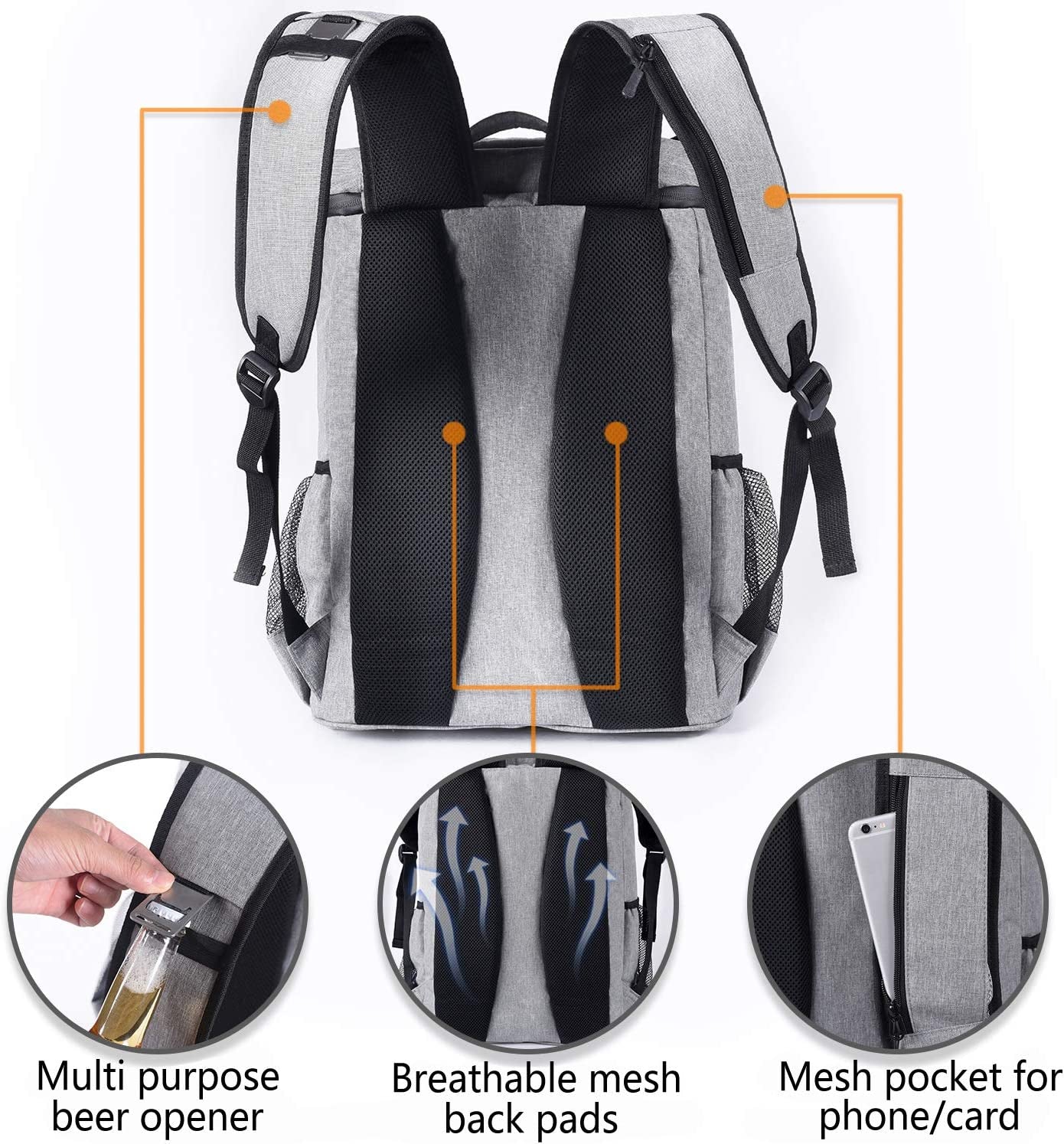 Backpack Cooler Leakproof Insulated Waterproof Backpack Cooler Bag, Lightweight Soft Beach Cooler Backpack for Men Women to Work Lunch Picnics Camping Hiking, 30 Cans - ItemBear.com