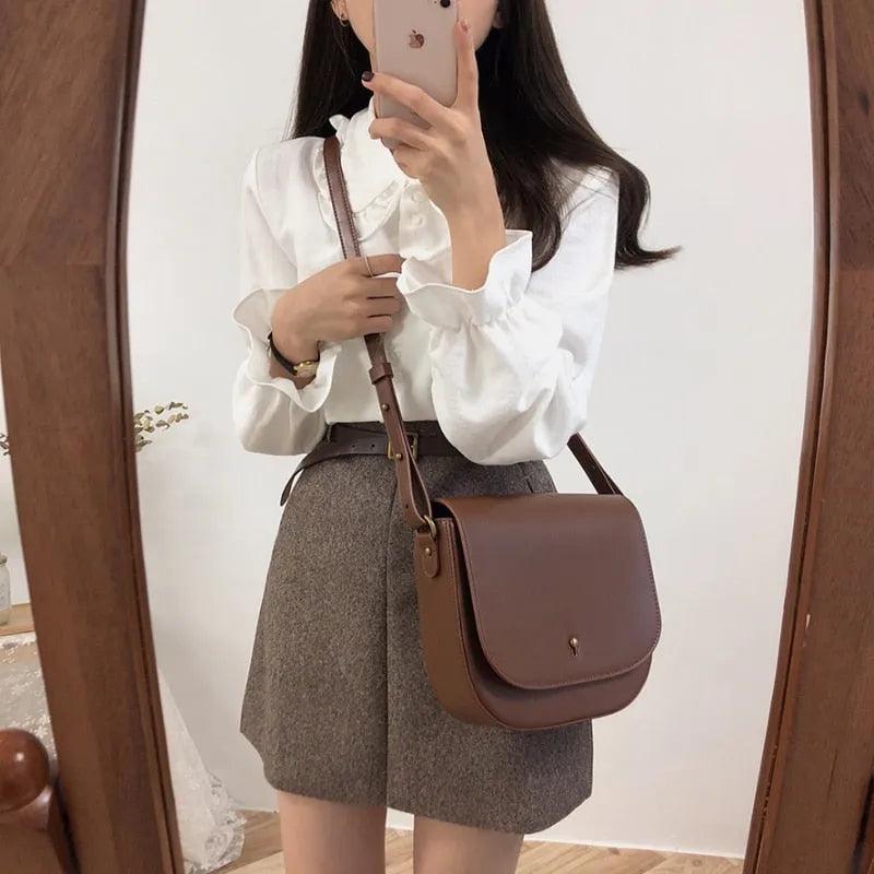 Basic Shirts Blouses Hot Sales 2019 Women Fashion Design Korean Preppy Style Flare Sleeve Peter Pan Collar White Button Shirt - ItemBear.com