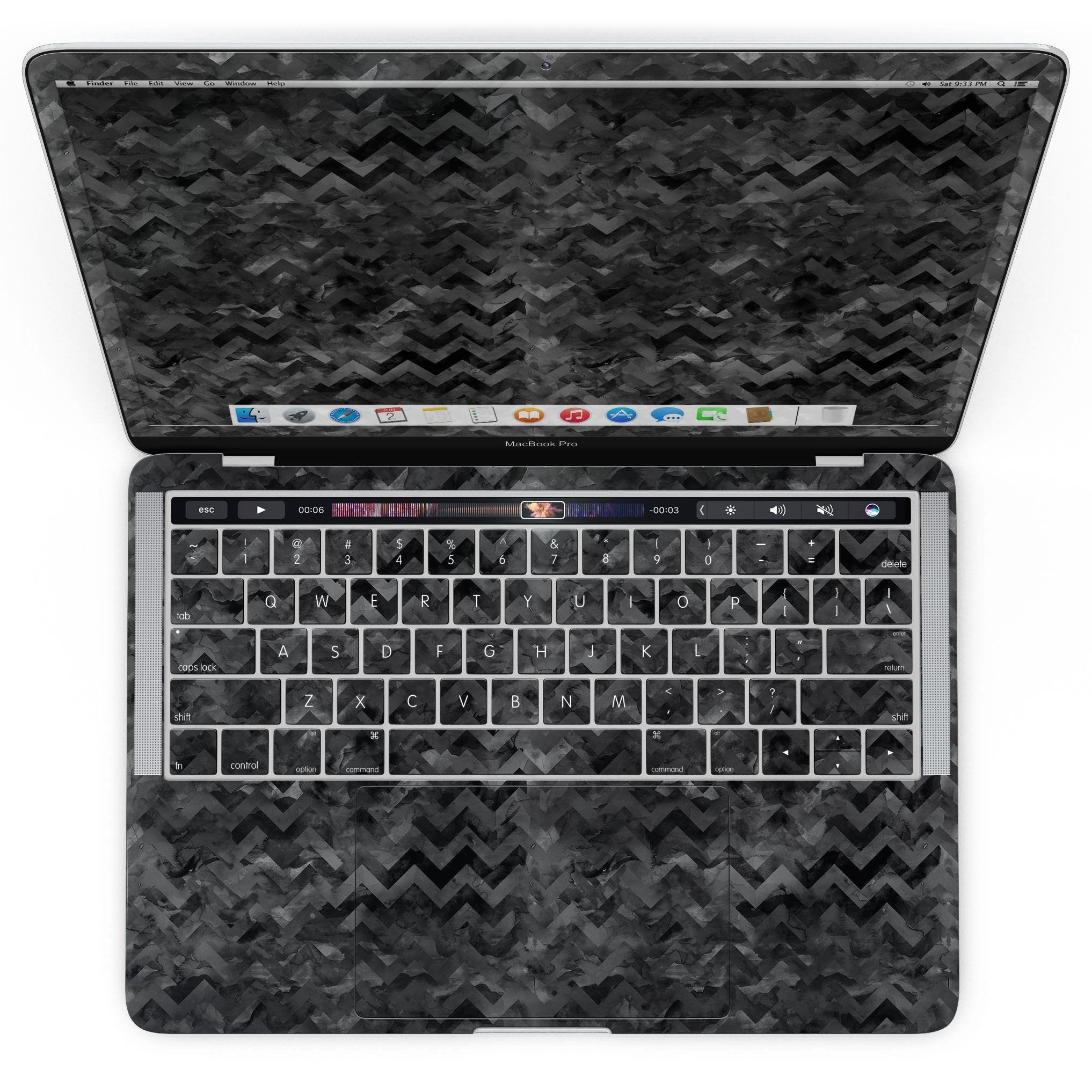 Black Basic Watercolor Chevron Pattern - MacBook Pro with Touch Bar - ItemBear.com