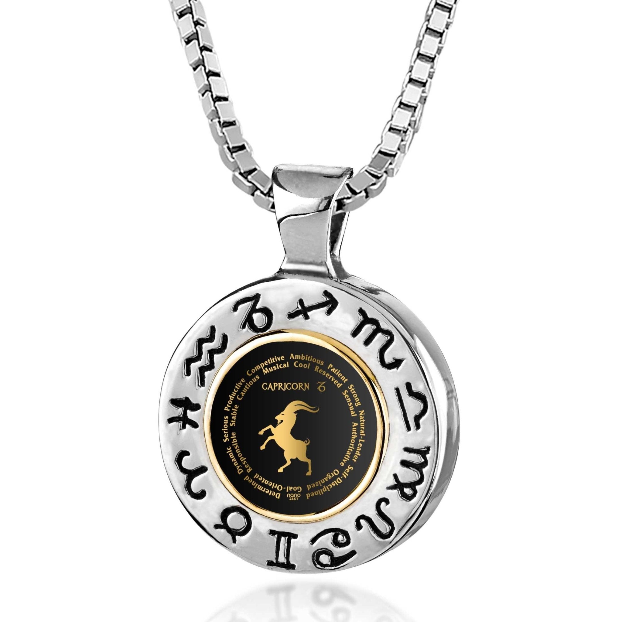 Capricorn Gift for Women or Men | Silver Zodiac Sign Necklace - ItemBear.com