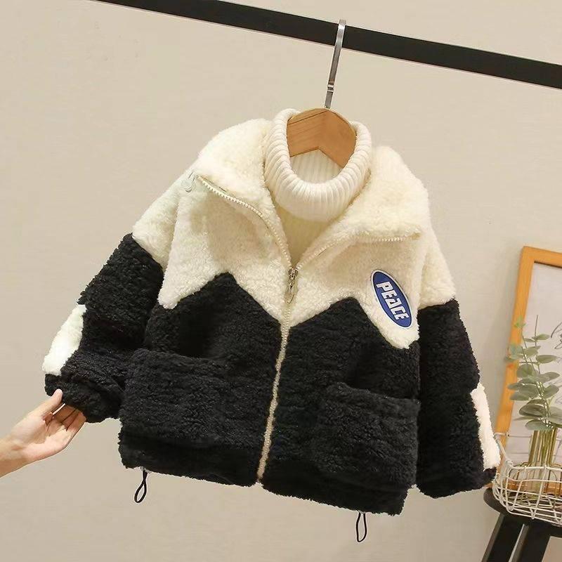 Children's cotton clothing children's clothing boys and girls lamb velvet jacket thickening autumn and winter clothing wool sweater baby foreign style cotton clothes baby - ItemBear.com