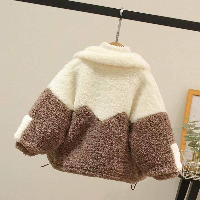 Children's cotton clothing children's clothing boys and girls lamb velvet jacket thickening autumn and winter clothing wool sweater baby foreign style cotton clothes baby - ItemBear.com