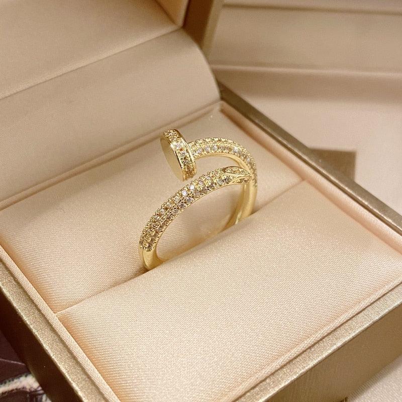 Classic Korean Style Copper Zircon Ring - ItemBear.com