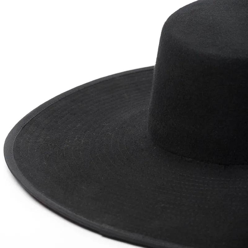 Classical Unisex Wide Brim Splice Two Tone Wool Fedora Winter Warm Wide Brim Women Hats Red Black Ladies Church Derby Dress Hat - ItemBear.com