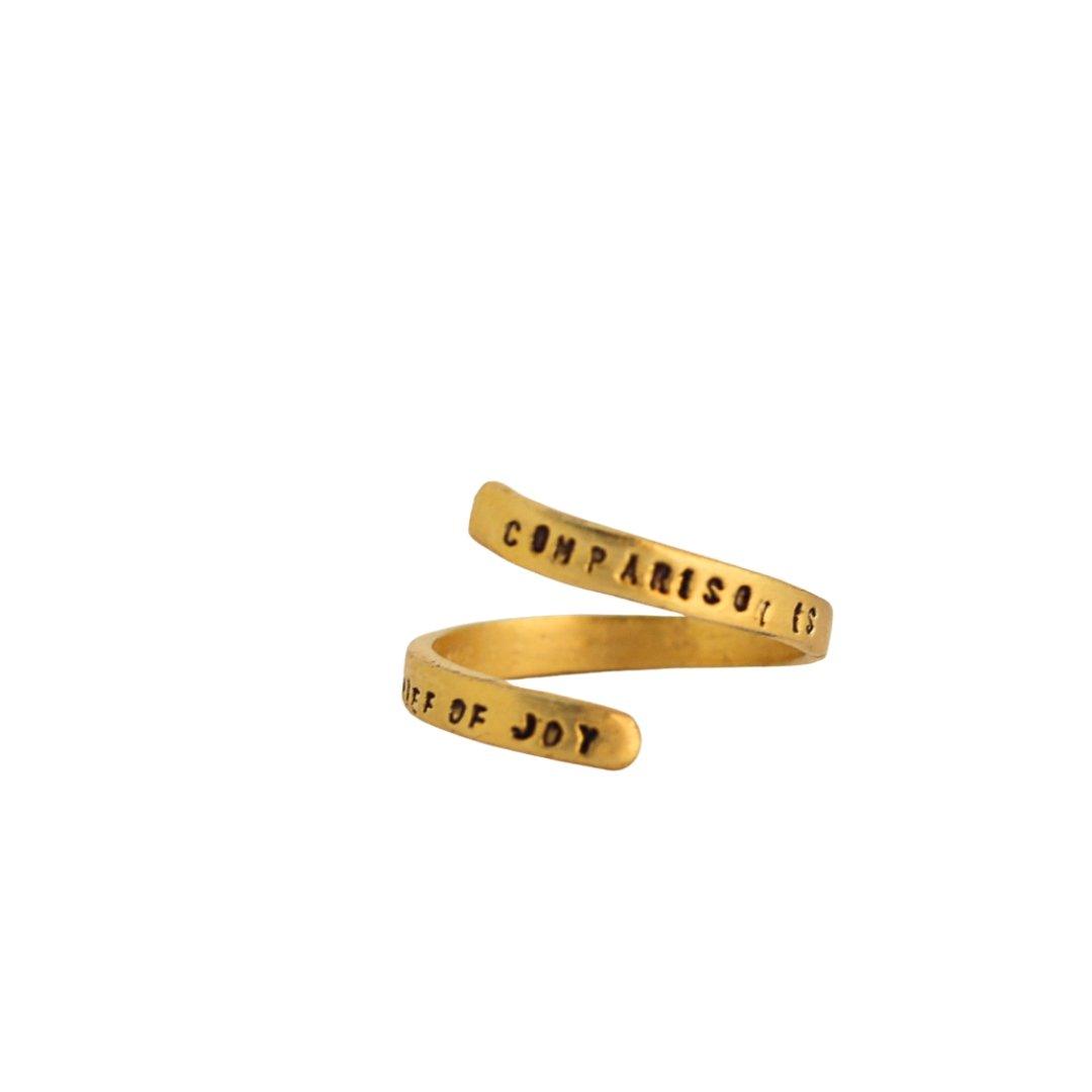 "Comparison is the Thief of Joy" -Theodore Roosevelt Quote Wrap Ring - ItemBear.com