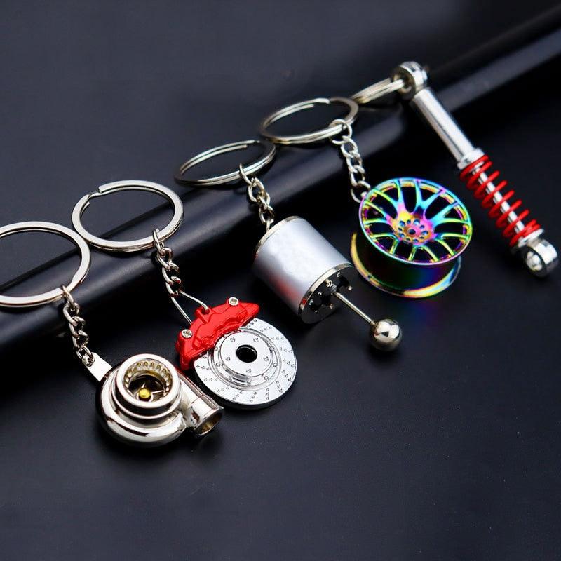 Creative gift car metal keychain turbo gear hub pendant brake disc shock absorber Pendant - ItemBear.com