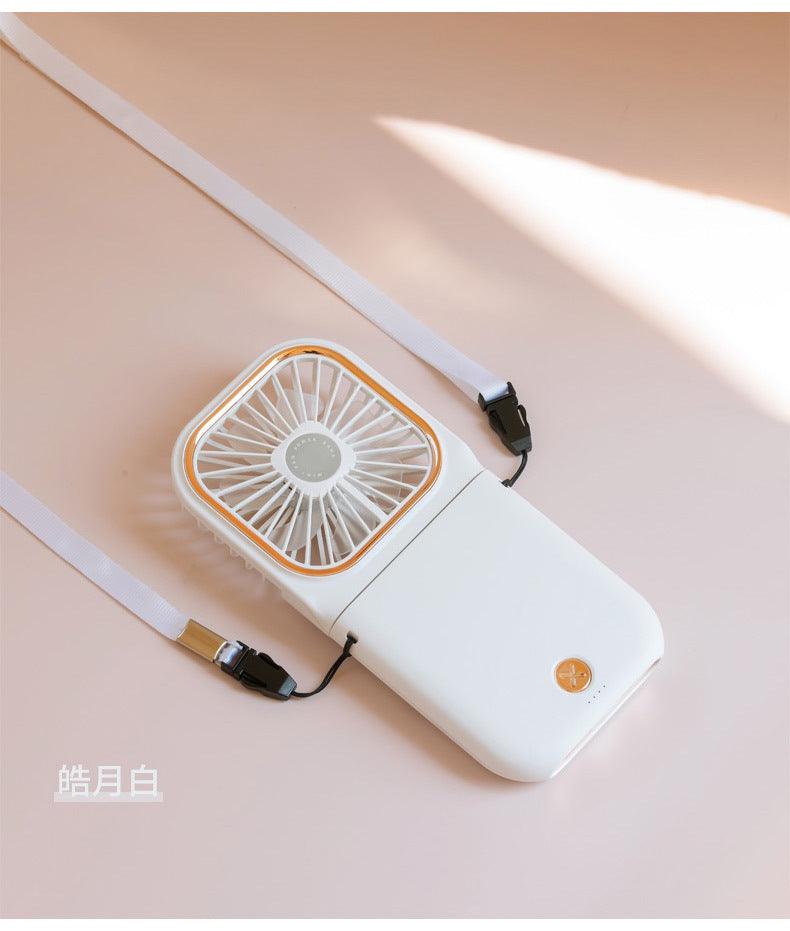 Creative small gift handheld folding hanging neck mini fan mobile phone bracket charging treasure fan mobile power supply - ItemBear.com