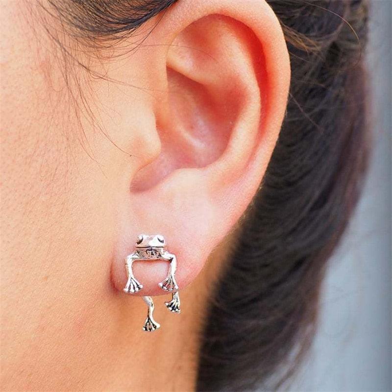 Cute Frog Earrings For Women Girls Animal Gothic Stud Earrings Piercing Female Korean Jewelry Brincos - ItemBear.com