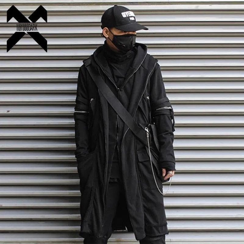 DARK Wizard Cape Cloak Fake two Jacket Windbreaker Men Gothic Punk Streetwear Long Jacket Coats Function Hoody WB200 - ItemBear.com