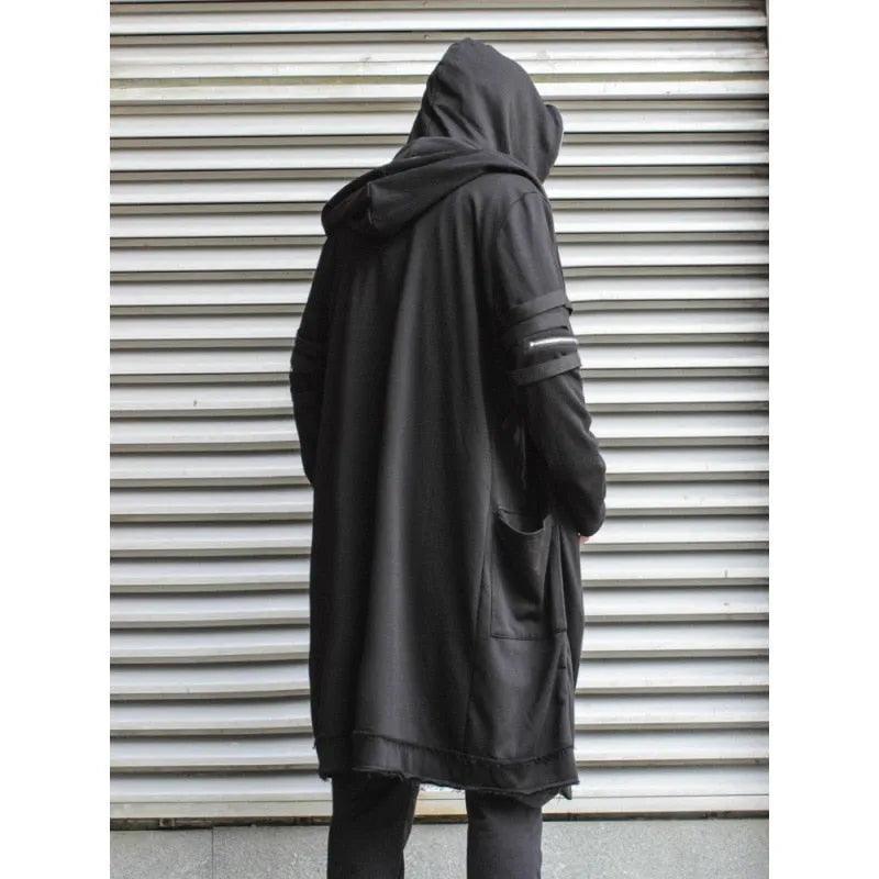 DARK Wizard Cape Cloak Fake two Jacket Windbreaker Men Gothic Punk Streetwear Long Jacket Coats Function Hoody WB200 - Premium 0 from Ryudo Blaze Items - Just $72.66! Shop now at ItemBear.com