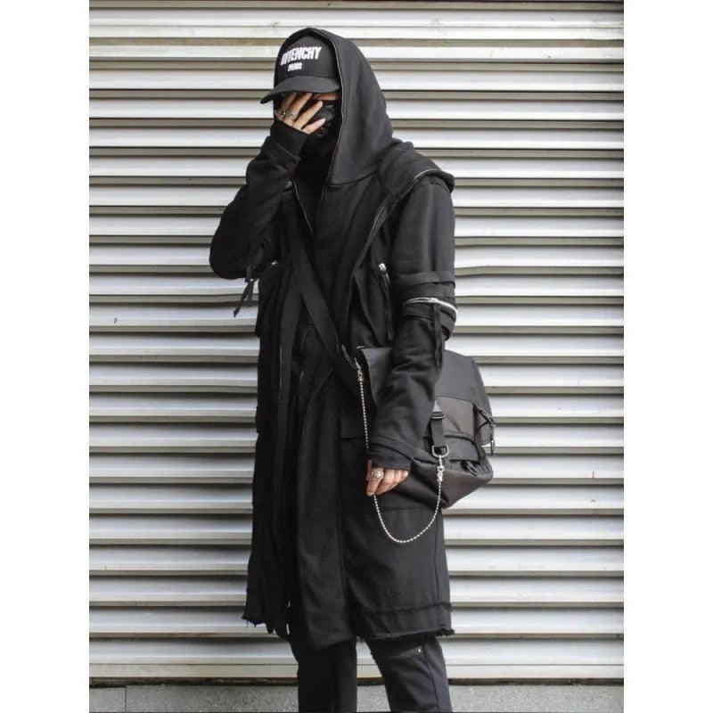 DARK Wizard Cape Cloak Fake two Jacket Windbreaker Men Gothic Punk Streetwear Long Jacket Coats Function Hoody WB200 - Premium 0 from Ryudo Blaze Items - Just $72.66! Shop now at ItemBear.com