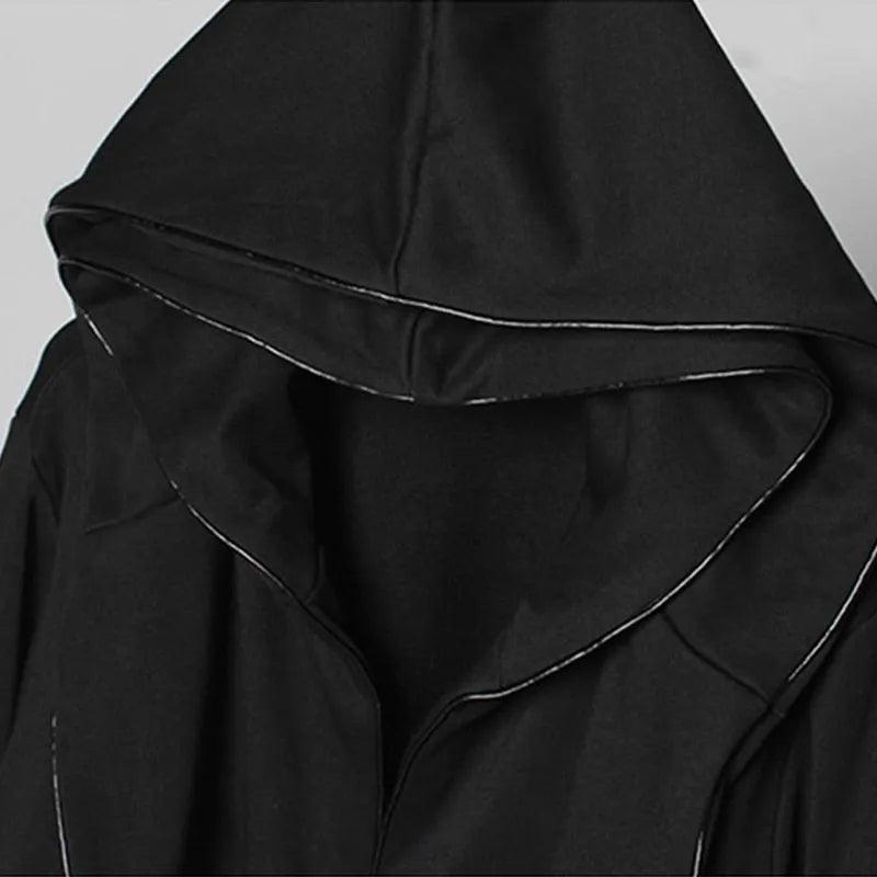 DARK Wizard Cape Cloak Fake two Jacket Windbreaker Men Gothic Punk Streetwear Long Jacket Coats Function Hoody WB200 - Premium 0 from Ryudo Blaze Items - Just $72.66! Shop now at ItemBear.com