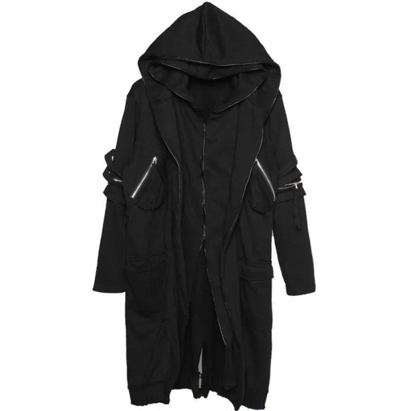 DARK Wizard Cape Cloak Fake two Jacket Windbreaker Men Gothic Punk Streetwear Long Jacket Coats Function Hoody WB200 - Premium 0 from Ryudo Blaze Items - Just $72.66! Shop now at ItemBear.com