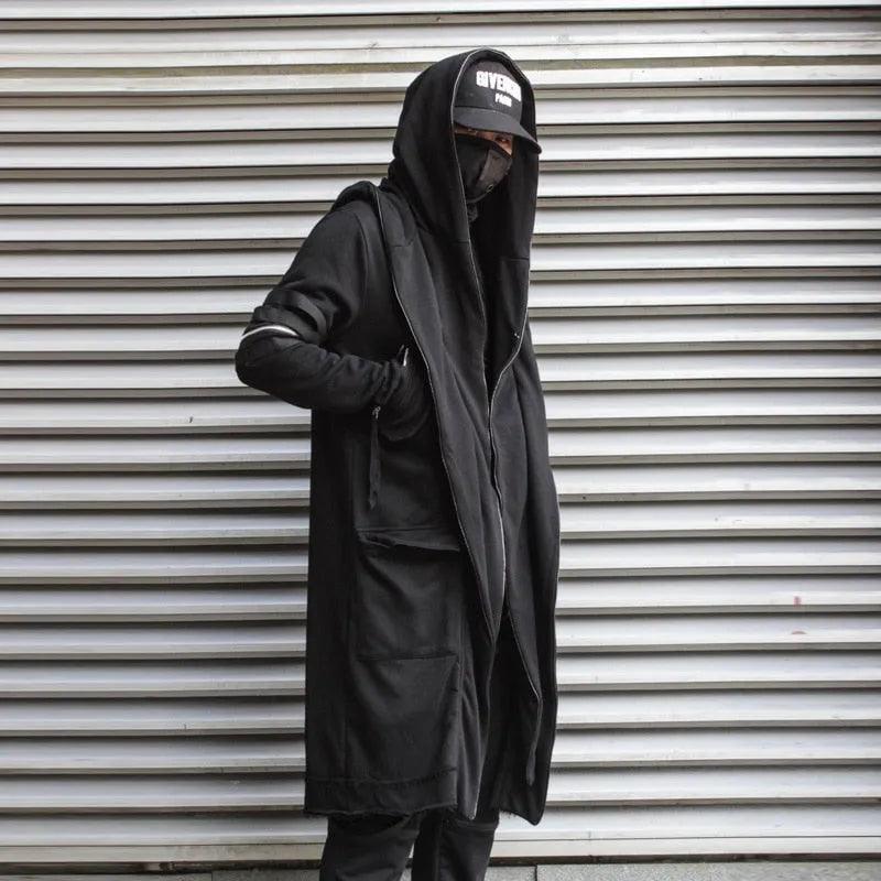 DARK Wizard Cape Cloak Fake two Jacket Windbreaker Men Gothic Punk Streetwear Long Jacket Coats Function Hoody WB200 - Premium 0 from Ryudo Blaze Items - Just $72.66! Shop now at ItemBear.com