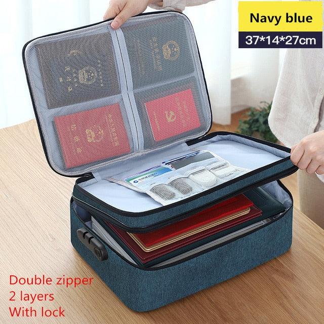 Document Organizer Briefcase A4 Folder Holder Men's Women's Bag Cover Purse Passport Home Safe Functional File Storage Case - ItemBear.com