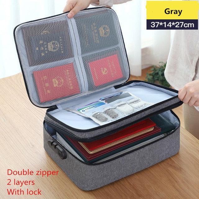 Document Organizer Briefcase A4 Folder Holder Men's Women's Bag Cover Purse Passport Home Safe Functional File Storage Case - ItemBear.com