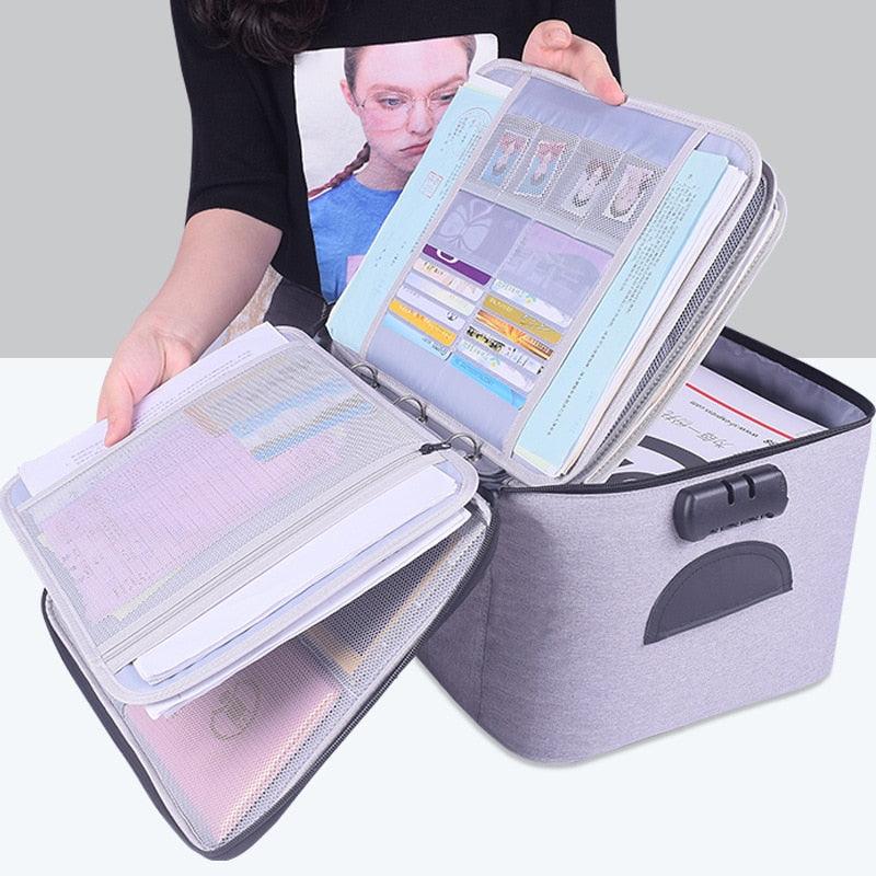 Document Organizer Briefcase A4 Folder Holder Men's Women's Bag Cover Purse Passport Home Safe Functional File Storage Case - ItemBear.com