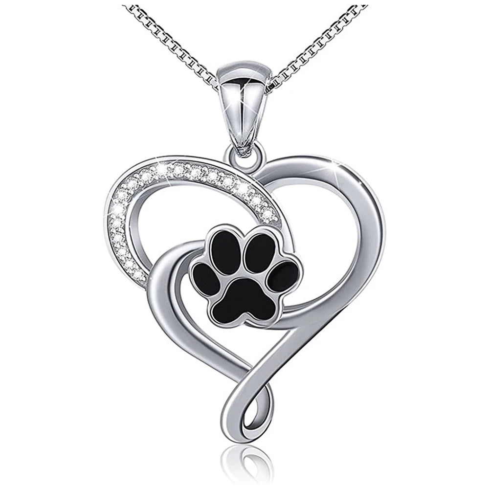 Dog Footprints Heart Necklace - ItemBear.com
