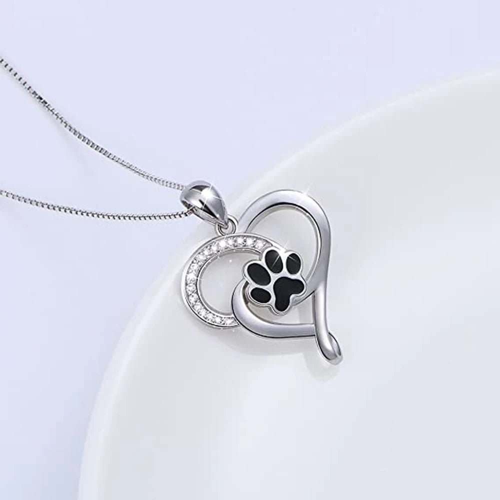 Dog Footprints Heart Necklace - ItemBear.com