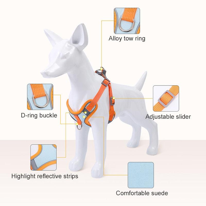 Dog Harness for Small Dogs Cats Reflective Pet Chest Vest Leash Adjustable Breathable Pet Harness And Leash Set Dog Accessories - ItemBear.com