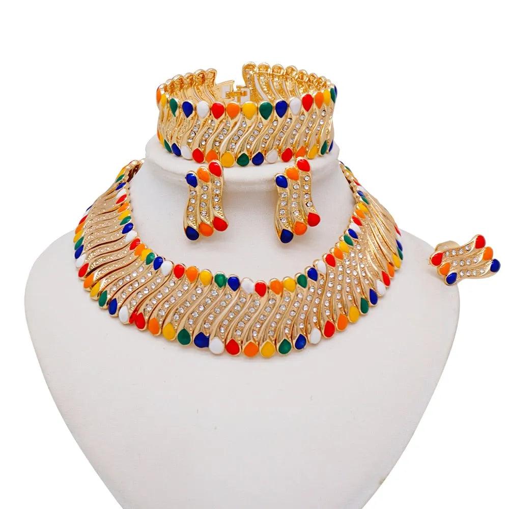 Dubai Jewelry Sets Gold Color Necklace &amp; Earring Set For Women African France Wedding Party Jewelery Ethiopia Bridal Gifts - ItemBear.com