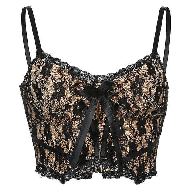 E - Girl Goth Lace V Neck Cami - ItemBear.com