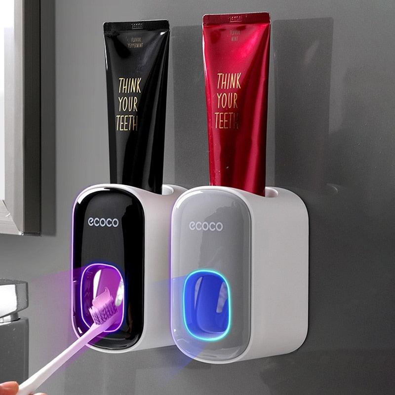 ECOCO Automatic Toothpaste Dispenser Wall Mount Bathroom Bathroom Accessories Waterproof Toothpaste Squeezer Toothbrush Holder - ItemBear.com