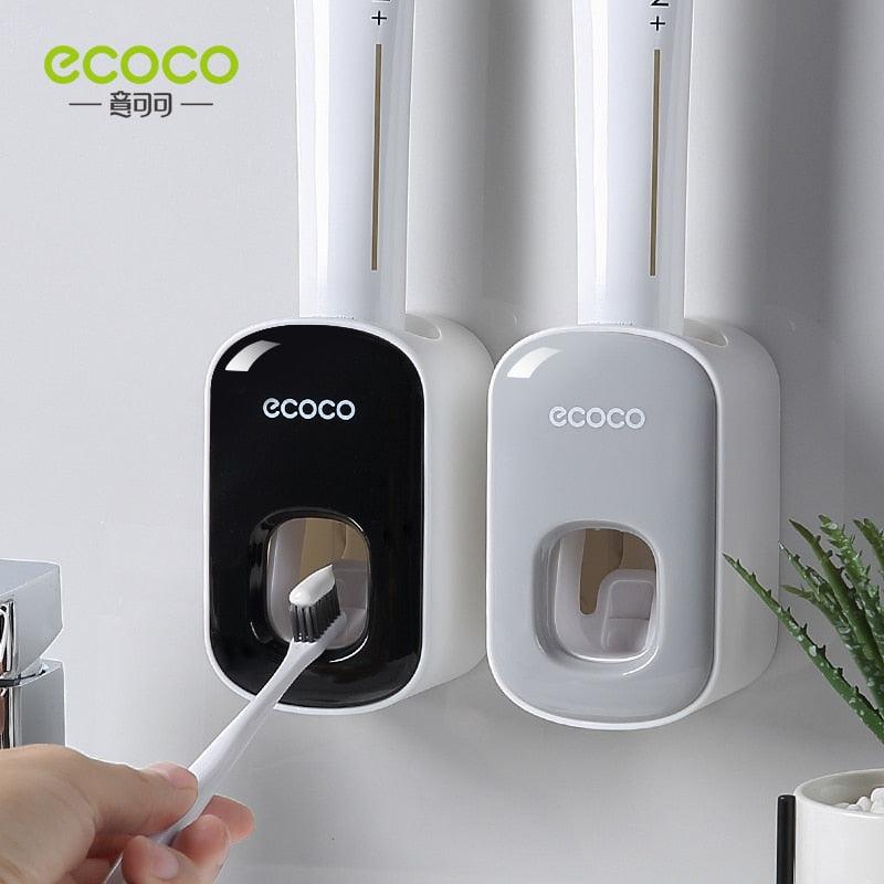 ECOCO Automatic Toothpaste Dispenser Wall Mount Bathroom Bathroom Accessories Waterproof Toothpaste Squeezer Toothbrush Holder - ItemBear.com