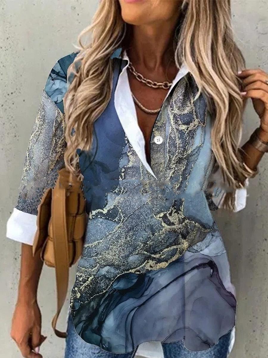 Elegant Loose Women Shirts Fashion Shirts Women Print Casual Tops Ladies - ItemBear.com