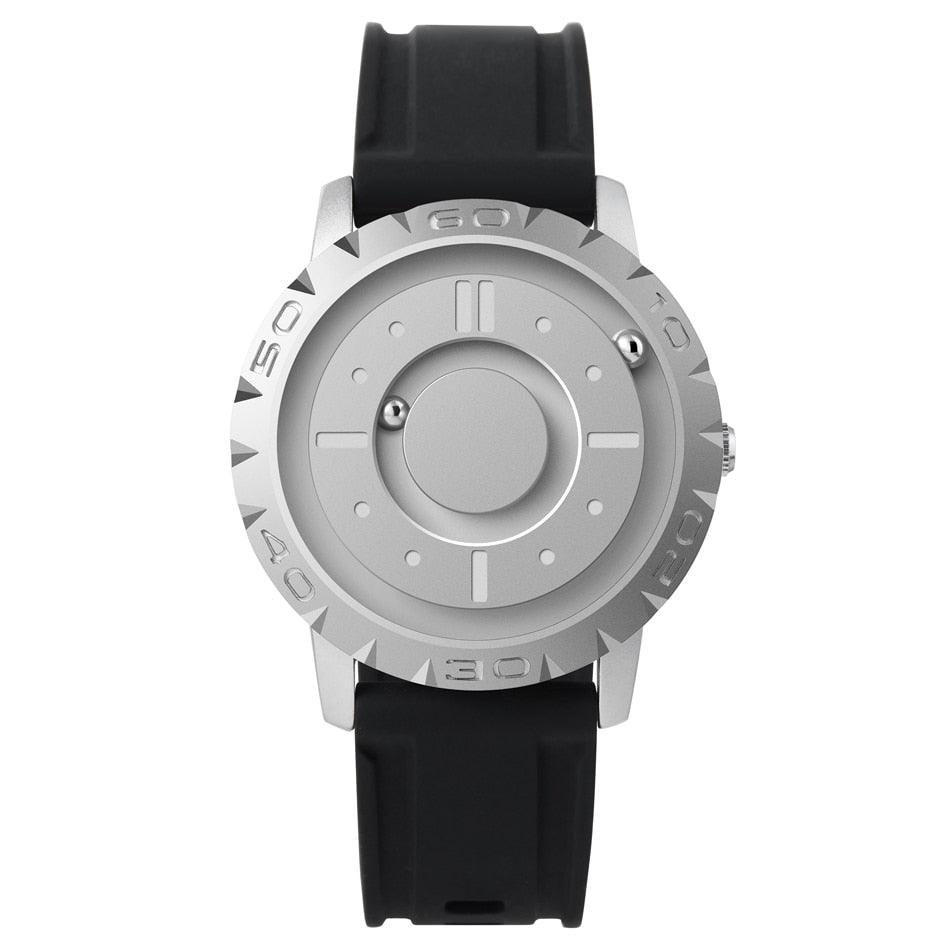 Eutour Original Iron Ball Magnetic Pointer Concept Quartz Unusual Men's Watch Fashion Rubber Strap - ItemBear.com