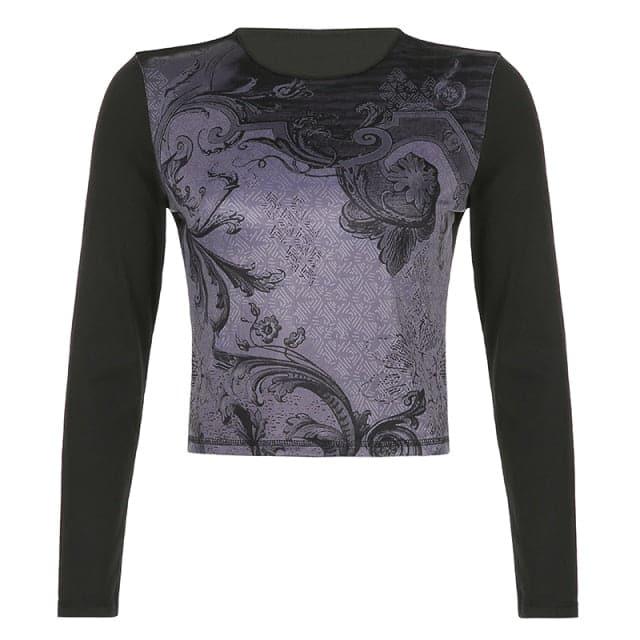 Fairy Grunge Graphic Long Sleeve V-Neck Tee - ItemBear.com