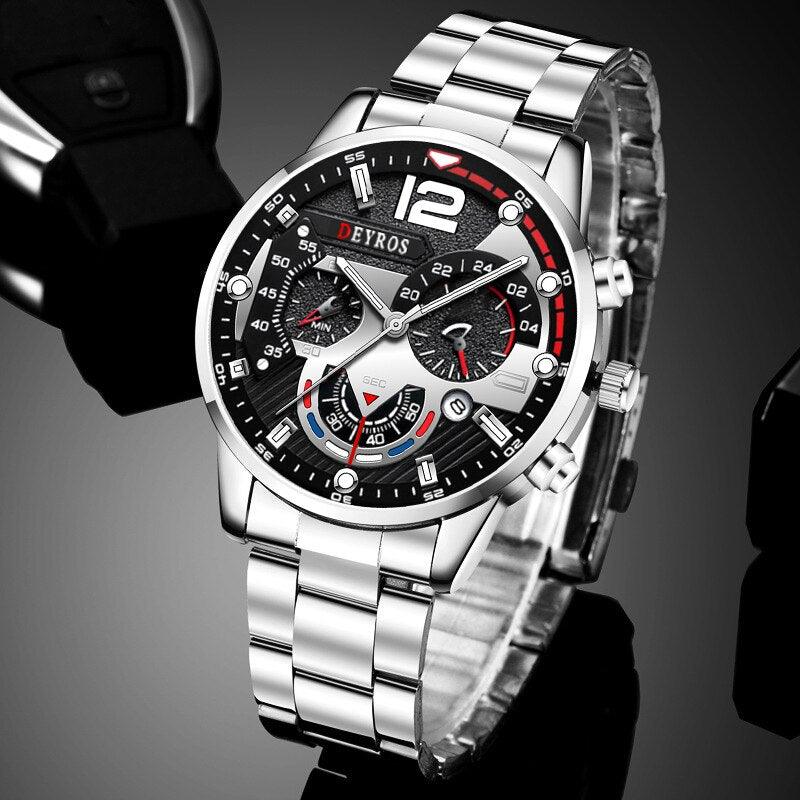 Fashion Mens Watches Luxury Stainless Steel Quartz Wristwatch Calendar Luminous Clock Men Business Casual Watch Reloj Hombre - ItemBear.com