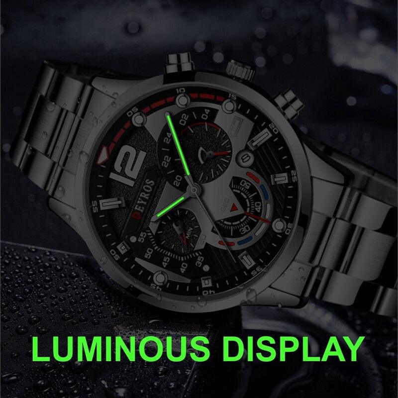 Fashion Mens Watches Luxury Stainless Steel Quartz Wristwatch Calendar Luminous Clock Men Business Casual Watch Reloj Hombre - ItemBear.com