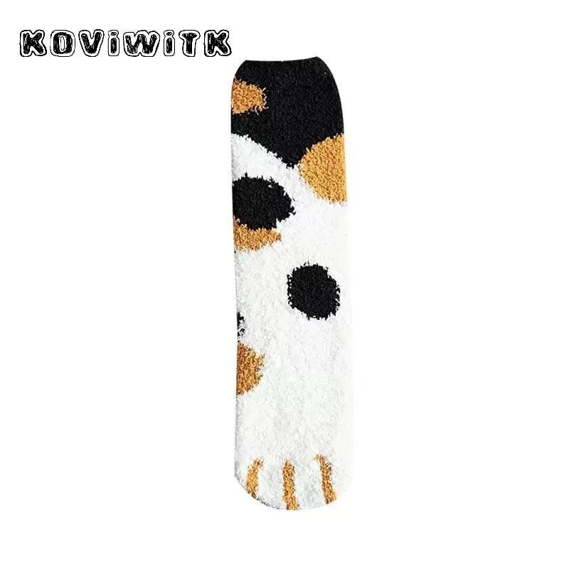 Fashion womens Cats Paw stripe 3d Socks Cute Funny Thick Girls Cartoon Animal Fingers Sock Hosiery Toe Zebra/Tiger/Cat Foot Sox - ItemBear.com