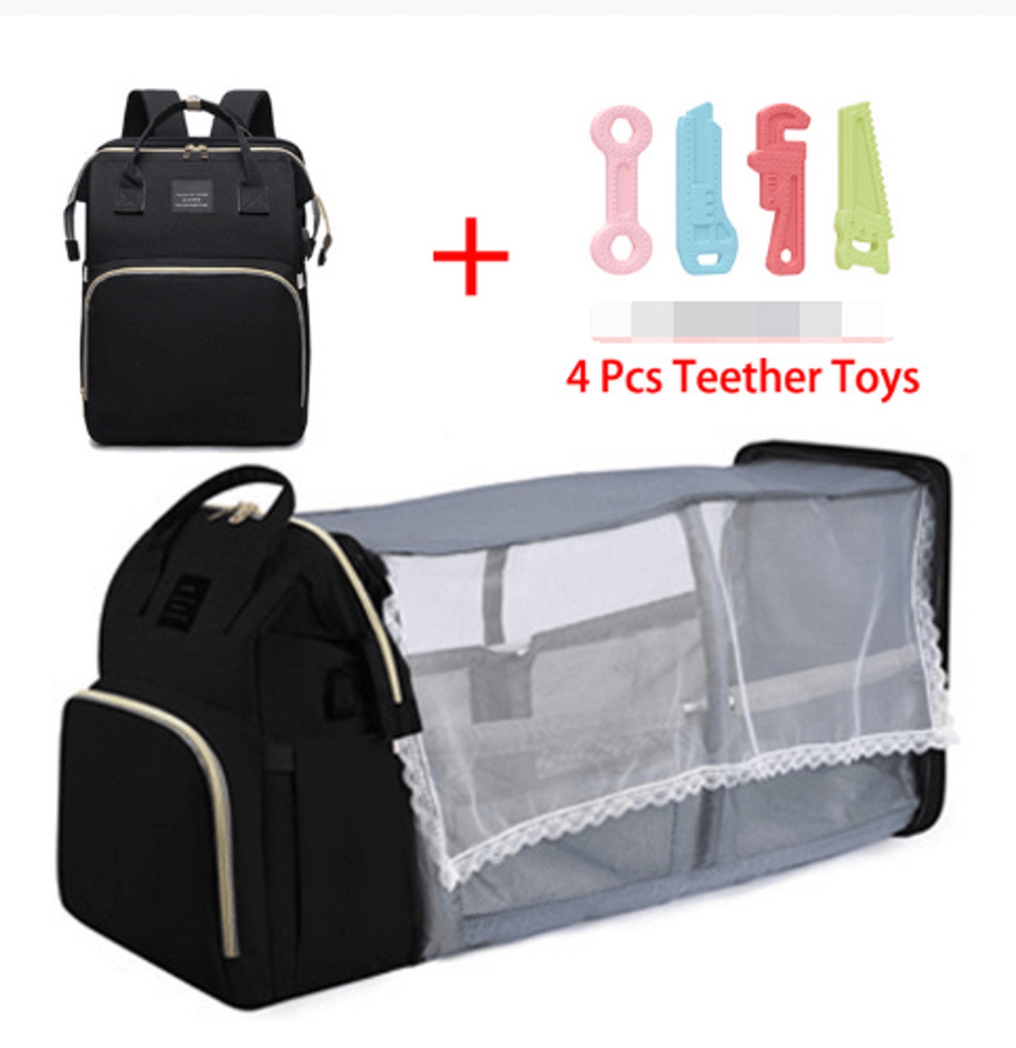 Folding Mommy Bag Lightweight Portable Folding Crib Bed Large-capacity Baby Backpack Female Mommy Outting Bag Mummy Bag - ItemBear.com