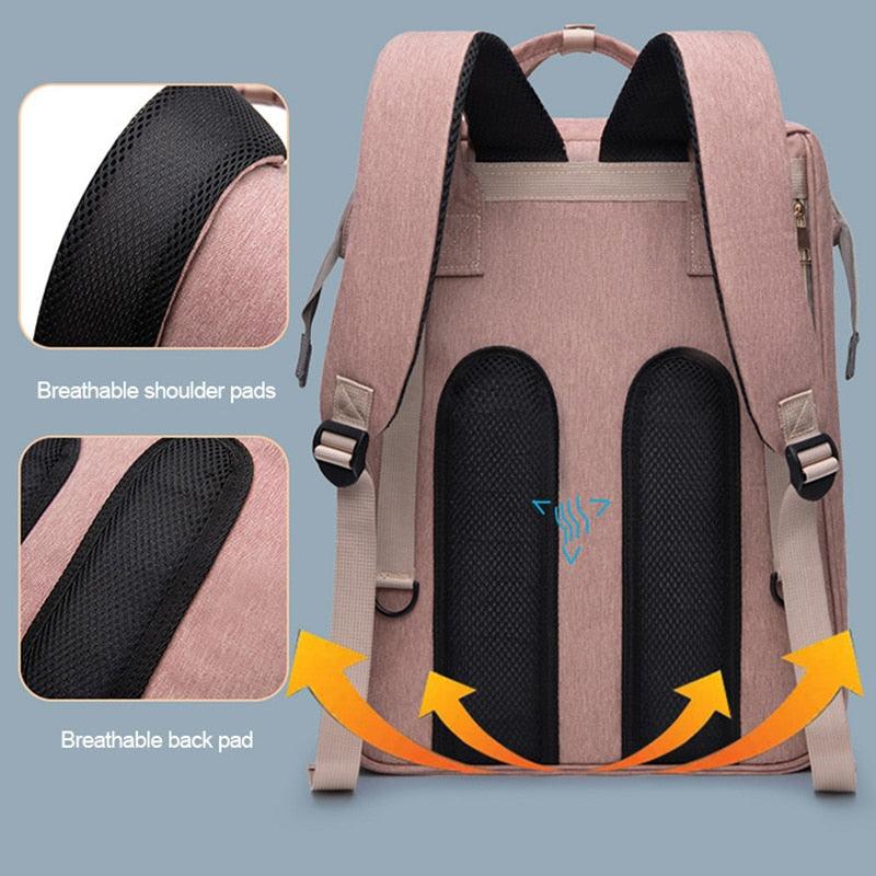 Folding Mommy Bag Lightweight Portable Folding Crib Bed Large-capacity Baby Backpack Female Mommy Outting Bag Mummy Bag - ItemBear.com