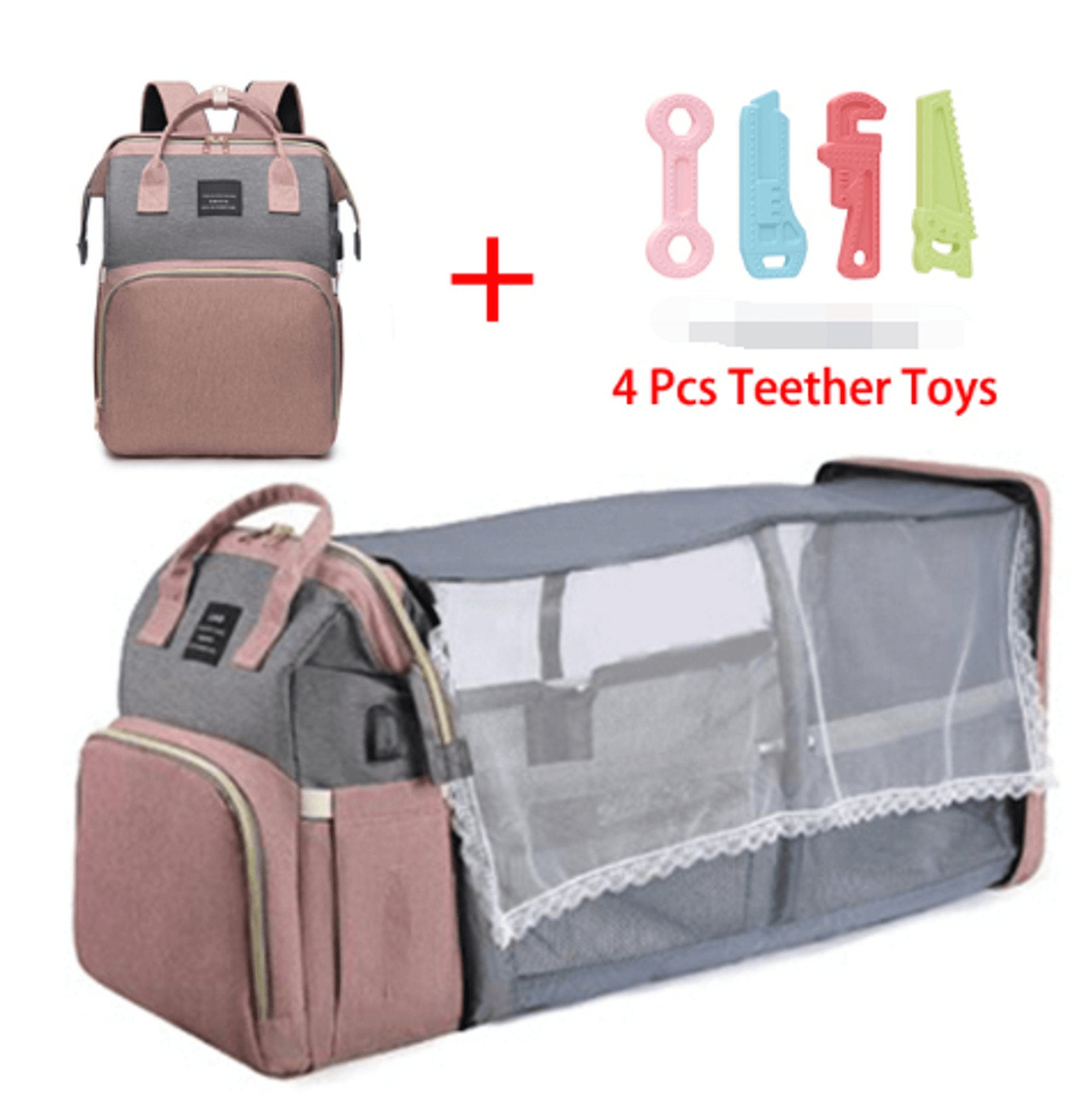 Folding Mommy Bag Lightweight Portable Folding Crib Bed Large-capacity Baby Backpack Female Mommy Outting Bag Mummy Bag - ItemBear.com